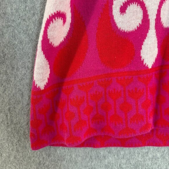 NEVE Womens Size Small Cotton‎ Knit Sweater V-Neck Red Pink White 3/4 Sleeve Mod - Picture 3 of 10